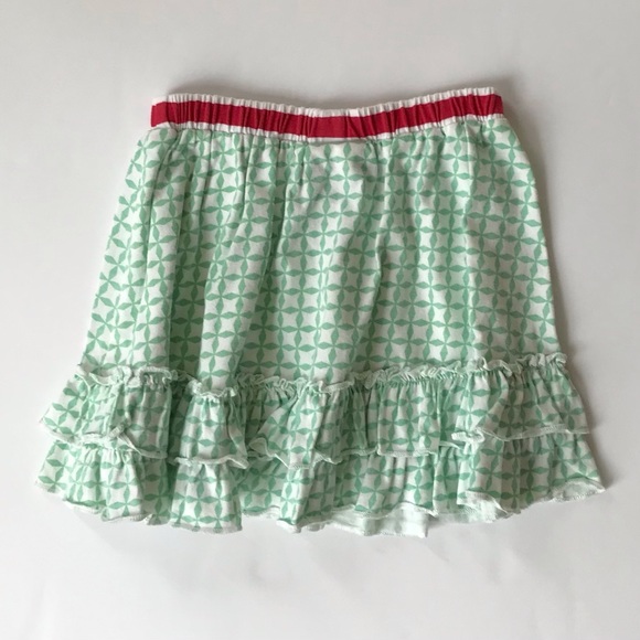 Fireflies & Fairytales Girls Size 5Y Green/White Geometric Cotton Skirt - Picture 2 of 3